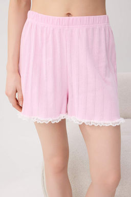 Pembe %100 Pamuklu Yaka Detayl_ Fitilli/Pointel _rme Pijama Tak_m_ THMSS26PT00253 - Trendyolmilla фото 3