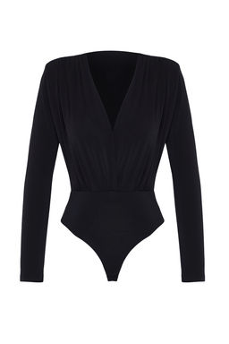 Siyah Kruvaze Yaka Orme Body TPRAW22BD0161