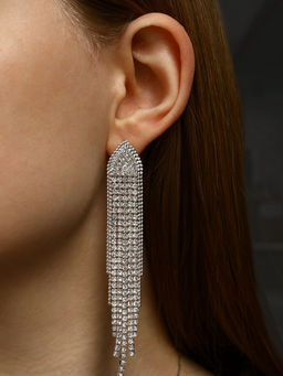 Серьги висячие со стразами Вечное сияние медуза, белые в серебре