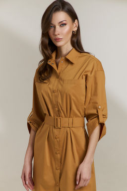 Платье 0843 горчичный - Diliafashion фото 3