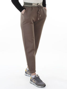 2804 GRAY/GREEN Брюки спортивные утепленные женские (95% хлопок, 5% спандекс)