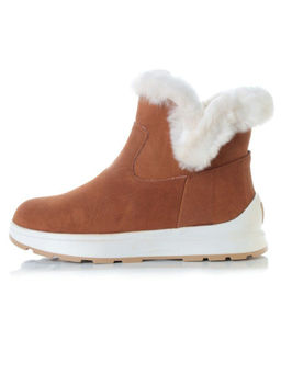 10-M7 BROWN Ботинки зимние женские (натуральная замша, нат.мех и шерсть)