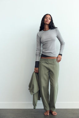 LONG SLEEVE WASHED EFFECT RIBBED T-SHIRT - Zara фото 13