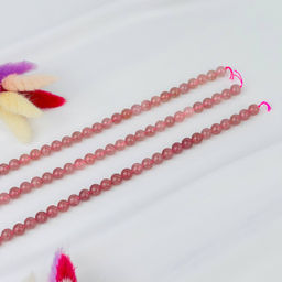 Бусины для украшений из Клубничного кварца (46 бусин) 39 см