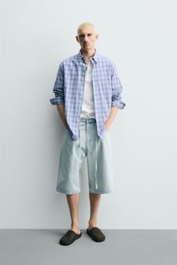 JORTS DENIM BAGGY FIT BORDADOS / Azul claro