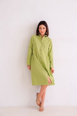 Martichelli Платье хлопковое в цвете лайм  фото 5