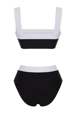 TRENDYOLMILLA Siyah-Beyaz Bralette Renk Bloklu Yuksek Bel Regular Bikini Tak?m? TBESS25BT00062  фото 7