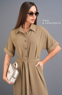 Женское платье-рубашка из ткани-жатка Happyfox