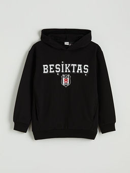 Kap??onlu Be?ikta? Bask?l? Erkek ?ocuk Sweatshirt