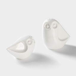 Набор для специй BellaTenero Совы, солонка 100 мл, перечница 130 мл, на бамбуковой подставке, фарфор, белый  фото 4