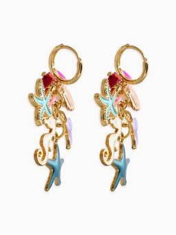 Серьги «Морской мир» подвесочки, цветные в золоте