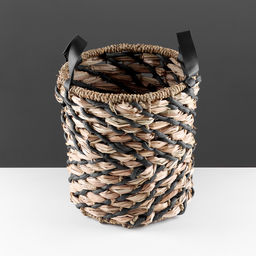 Плетёная корзина для хранения с ручками Суматра, 260260260 мм, натуральный, чёрный - Simaland фото 2