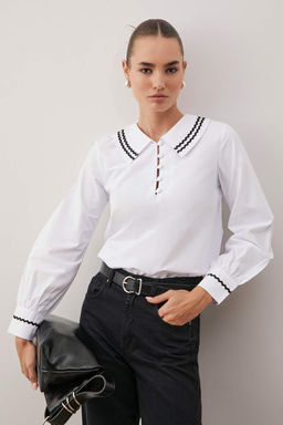 Beyaz Yaka Detayl? Dokuma Bluz TWOSS20BZ0036 - Trendyolmilla фото 13