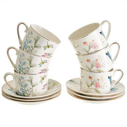 МЛ119P/6 Чайный набор 12 предметов "Стрекоза" (250 мл) в подарочной коробке, белый (6)