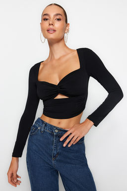 Siyah Cut Out/Pencere Detayl? Orme Bluz TPRAW24BZ00027