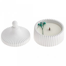 Свеча "Мезиновский" д8см, h9,5см, парафин, в подсвечнике из гипса с крышкой, деревянный фитиль, белый, время горения 20 часов (Россия)