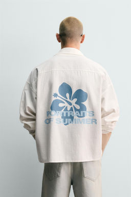 CAMISA RELAXED FIT ESTAMPADO FLORES / Blanco