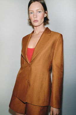 BLAZER CON LINO BOT?N FORRADO / Curry - Zara фото 5