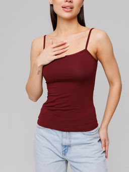 Женская майка на бретелях Lingeamo темно-бордовая ЛТ-07 (28)  фото 5