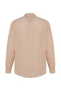 TRENDYOL MAN Premium Lacivert Regular Fit Cizgili Dokulu Keten Gorunumlu Gomlek TMNSS23GO00062 - Trendyolmilla фото 8