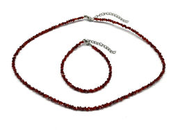 Чокер на шею и браслет из циркона огранка 3мм цв.бордовый, 39см, 17см - Радуга камня фото 2