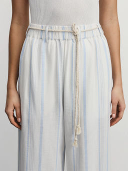 Прямые брюки из вискозы и льна в полоску / Zarina  фото 6