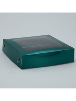 Цена за 5 шт. Коробка для конфет, кондитерская упаковка, 9 ячеек, «Изумрудная», 14.7×14.7×3.5 см