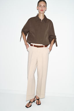 TROUSERS WITH TURN-UP CUFFS AND BELT - Zara фото 7