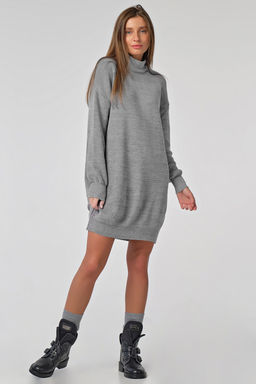 Платье вязаное свободное меланж светло-серый