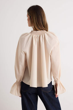 Bej Gipe Detayl_ Boho Geni_ Kal_p Dokuma Bluz TWOAW27BZ00229