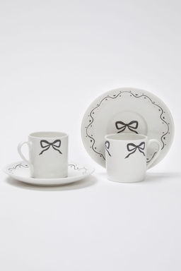 Trendyolmilla Home 2li Porselen Fiyonk/Kurdele Bask?l? Kahve Fincan? TPHSS25KFC00005 фото 7