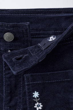 VELVET TROUSERS WITH EMBROIDERED FLOWERS - Zara фото 4