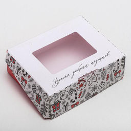 Цена за 5 шт. Коробка складная «Время добрых подарков», 10 х 8 х 3.5 см