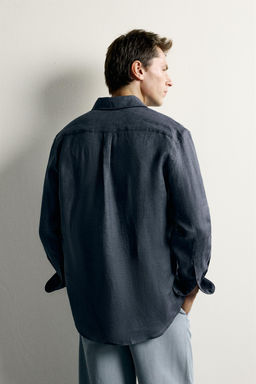 CAMISA REGULAR FIT 100% LINO / Azul / ?ndigo - Zara фото 3