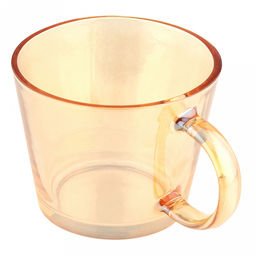 Кружка стеклянная "Лирика" 350мл, д9,7см, h7,9см, основание д7см, янтарный перламутровый, набор 2шт, в коробке (Китай)