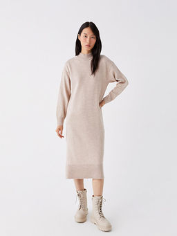 Yar?m Bal?k?? Yaka Kad?n Triko Elbise