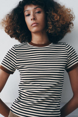 STRIPED SHORT SLEEVE T-SHIRT - Zara фото 7
