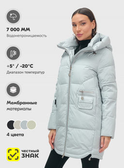 Куртка зимняя женская с капюшоном модная голубого цвета 3193Gl - Visdeer фото 26