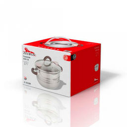 "Zeidan" Кастрюля из нержавеющей стали 2,1л, д16см, h14см, крышка стеклянная со сливом, 3-х слойное капсулированное дно, внутри матовая полировка, снаружи комбинированная полировка, подарочная упаковка (Китай)