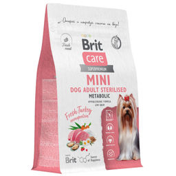 BRIT CARE Mini, Сухой корм с индейк. для стер.соб.мин.п,Adult Sterilised. Metabolic,0.4кг, 5079100