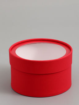 Подарочная коробка красная, завальцованная с окном, 16 х 11 см