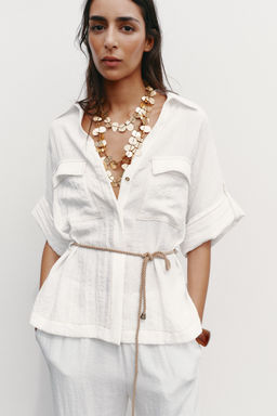 BELTED SAFARI SHIRT - Zara фото 2