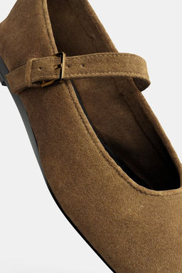 SPLIT SUEDE BALLERINAS - Zara фото 6