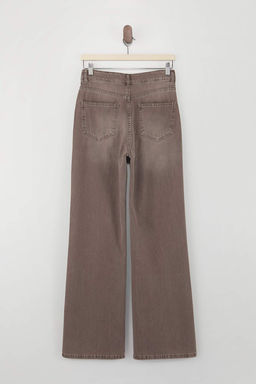 Ac?k Kahverengi DOKUMLU Vintage Y?kama Yuksek Bel %100 Pamuk Wide Leg Jeans TWOSS26JE00172 - Trendyolmilla фото 2