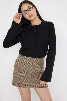 Teen Siyah*001 Polo Yaka Duz Triko Kazak TWOAW26KZ00121