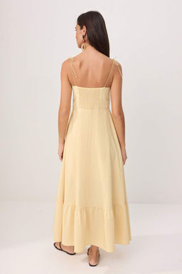 TRENDYOLMILLA Beyaz Drape Detayl? Dokuma Maxi Elbise TWOSS24EL01128  фото 32