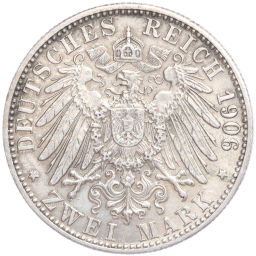 Монета 2 марки 1906 года Германия (Баден) 50 лет свадьбе Фридриха I и Луизы Прусской