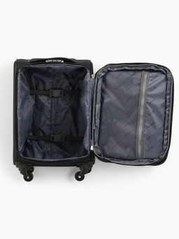 Чемодан на колёсах Royalbag маленький 46 л (S), на молнии, с увеличением, кодовый замок, 4 колеса, чёрный