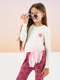 Bisiklet Yaka Nak??l? Uzun Kollu K?z ?ocuk Ti??rt