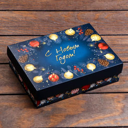 Коробка сборная крышка-дно, Елочные игрушки, 21 х 15 х 5,7 см